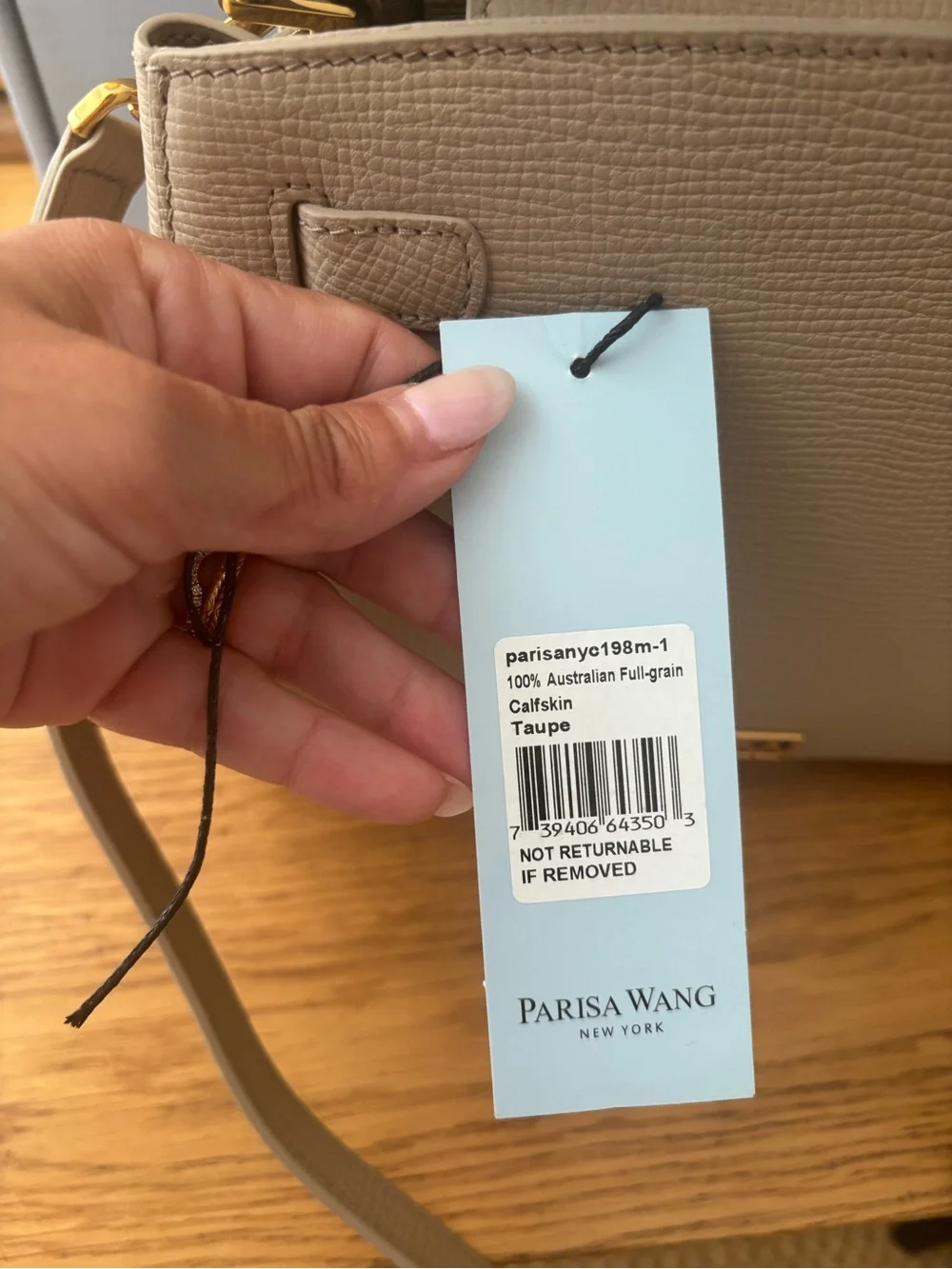 Parisa Wang Taupe Madison Leather Top-Handle Bag